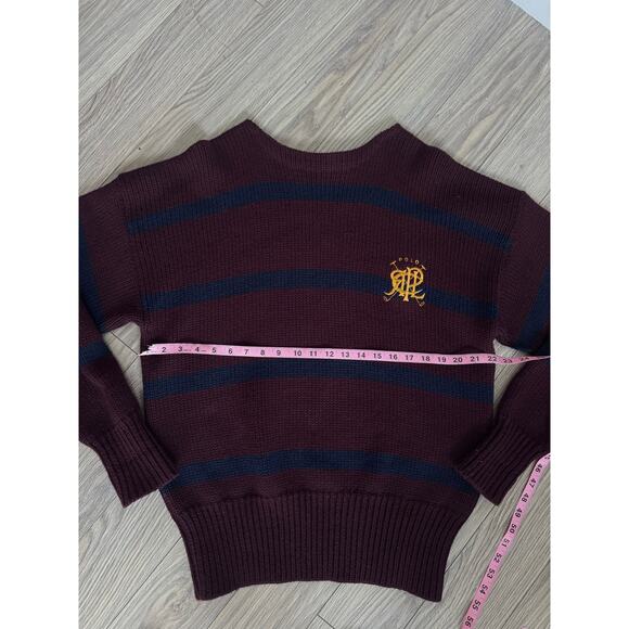 Vintage Polo Ralph Lauren 100% Wool Sweater Scribble Crest Logo Burgundy XL - Picture 4 of 4